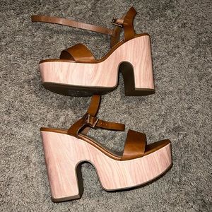 Brown platform heels